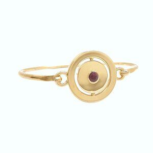 Carolee Magenta Rhinestone Gold Tone Double Sided July Charm Bangle Bracelet